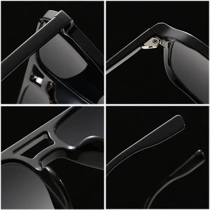 SO & EI mode Double ponts carrés Rivets femmes lunettes de soleil rétro hommes dégradé nuances UV400