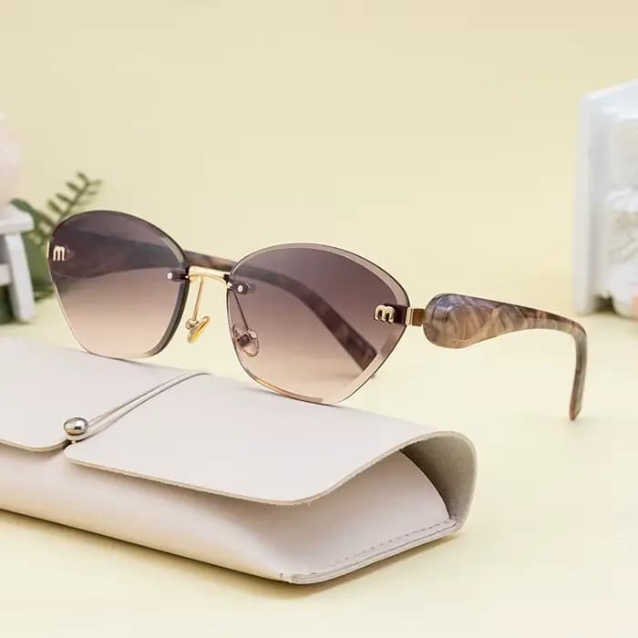2025 nouvelles lunettes De soleil œil De chat femmes hommes mode sans monture polygone lunettes De s