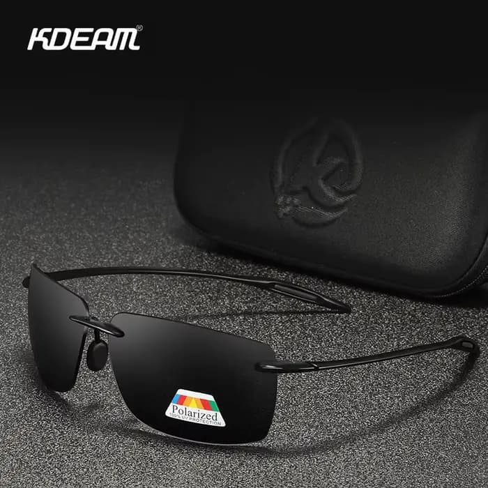 KDEAM – lunettes de soleil rectangulaires sans bords pour hommes, polarisées, ultralégères, matériau