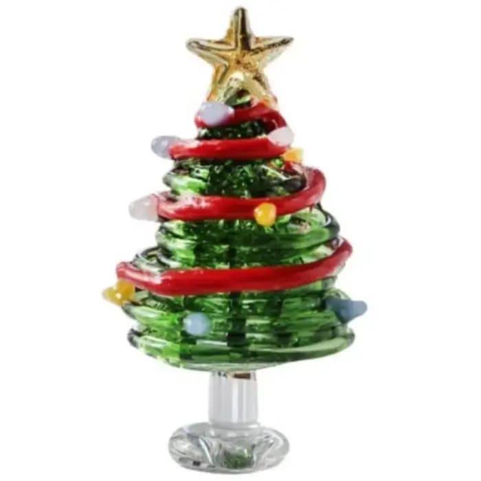 Décoration de Noël : Figurines d'arbre de Noël en verre brossé faites à la main, mini artisanat, déc