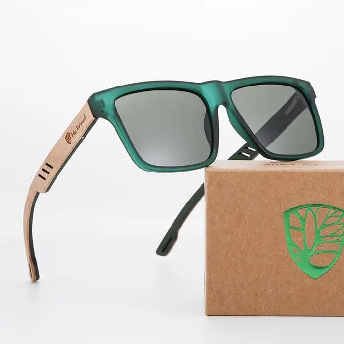 Lunettes de soleil polarisées carrées en bois HU WOOD pour hommes et femmes, idéales pour la conduit
