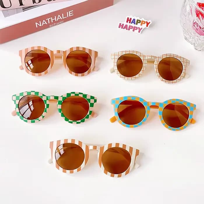 Nouvelles lunettes de soleil pour enfants, garçons et filles, double motif léopard, rondes, pour l'e