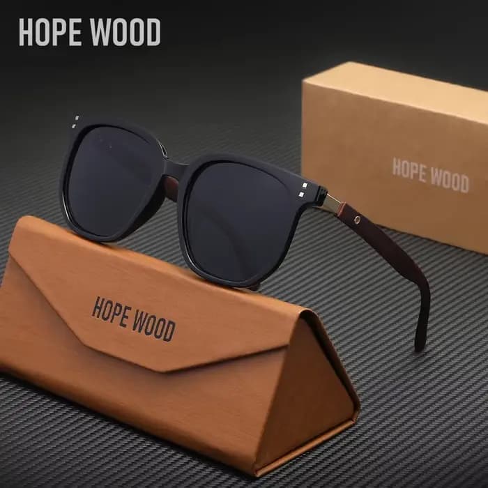 HOPEWOOD Lunettes de soleil vintage en bois grainé pour hommes et femmes, mode vintage, vacances d'é