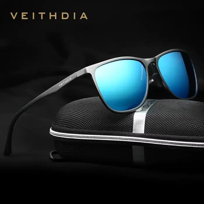 VEITHDIA Rétro En Aluminium De Magnésium de Marque Hommes Lunettes De Soleil Polarisées Objectif Vin