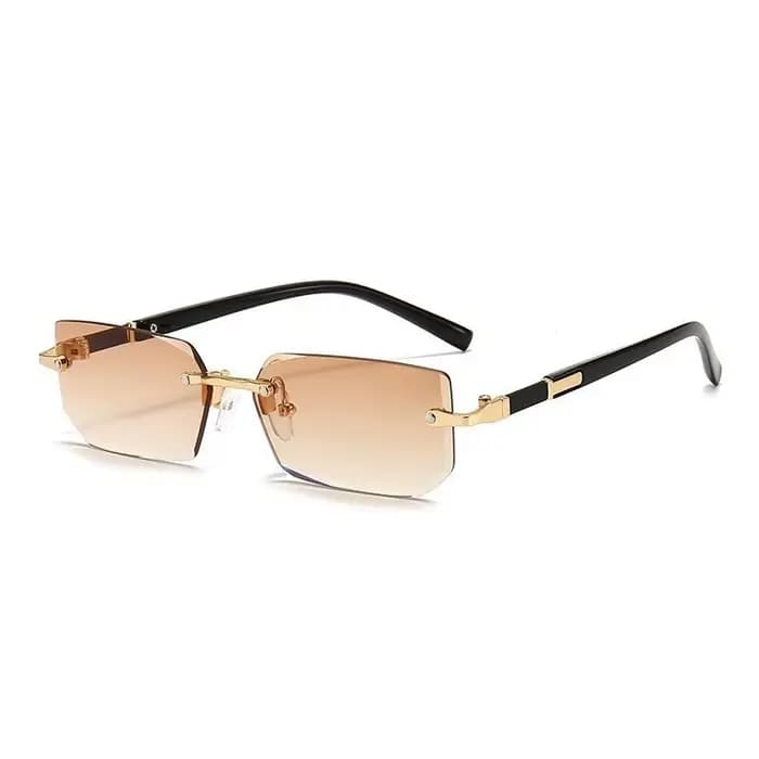 Lunettes de soleil rétro pour hommes, de marque, design tendance, sans monture, verres taillés, lune
