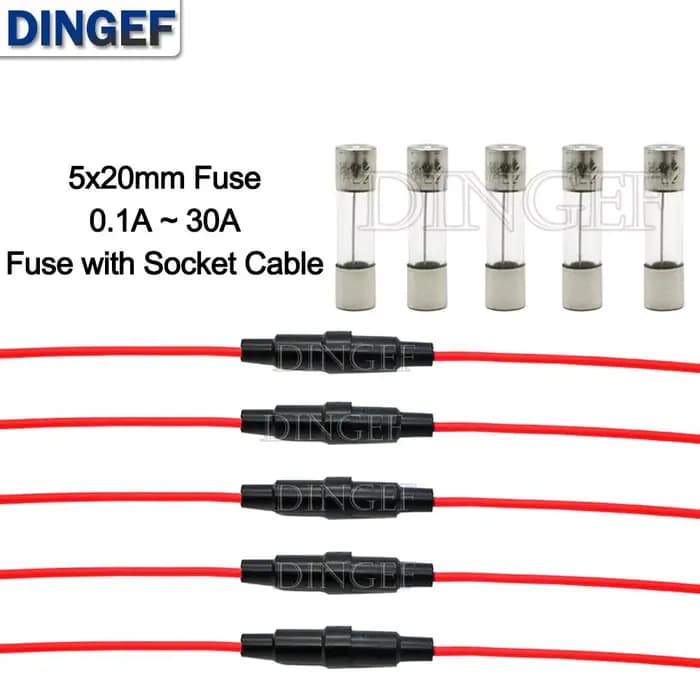 10 pièces 5 pièces 5*20mm porte-fusible en verre Type de vis 5X20mm avec 5 pièces câble métallique 2