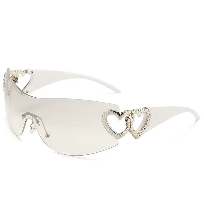 Femmes Mode Tendance Lunettes De Soleil Sans Monture One Piece De Luxe Lunettes De Soleil Conduite V
