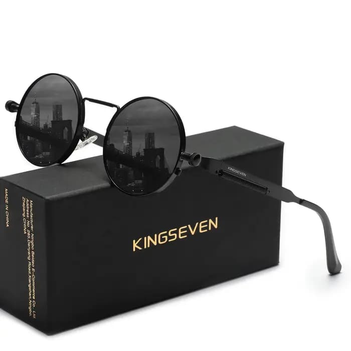 KINGSEVEN Vintage polarisées Steampunk lunettes de soleil rondes marque de luxe hommes lunettes Vint