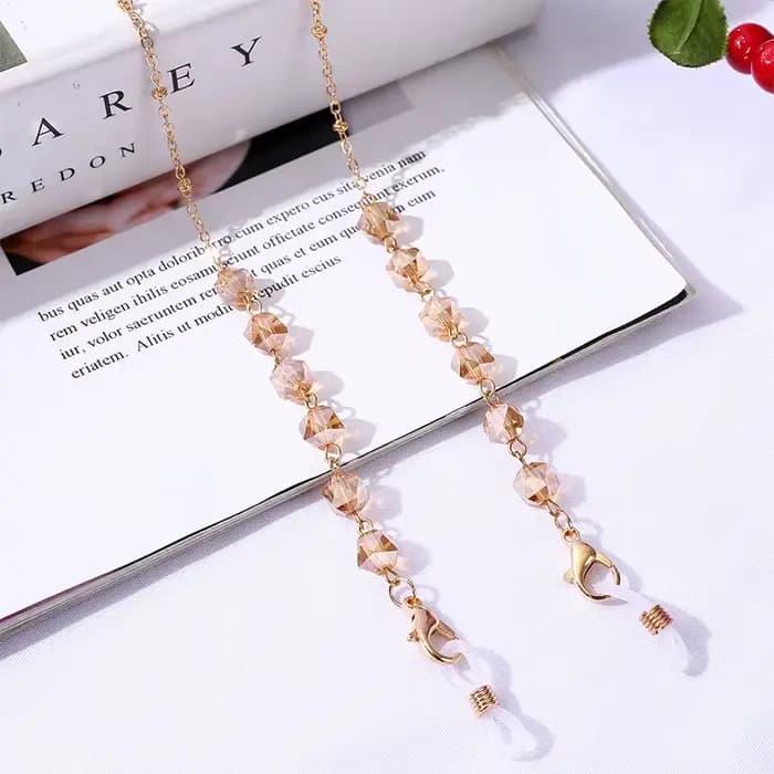 Lunettes de soleil en perles de cristal pour femmes, style bohème, cordon, masque facial, sangle de