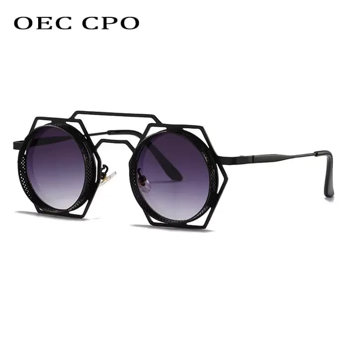 OEC CPO Steampunk lunettes de soleil rondes femmes hommes 2023 maille métallique personnalité lunett