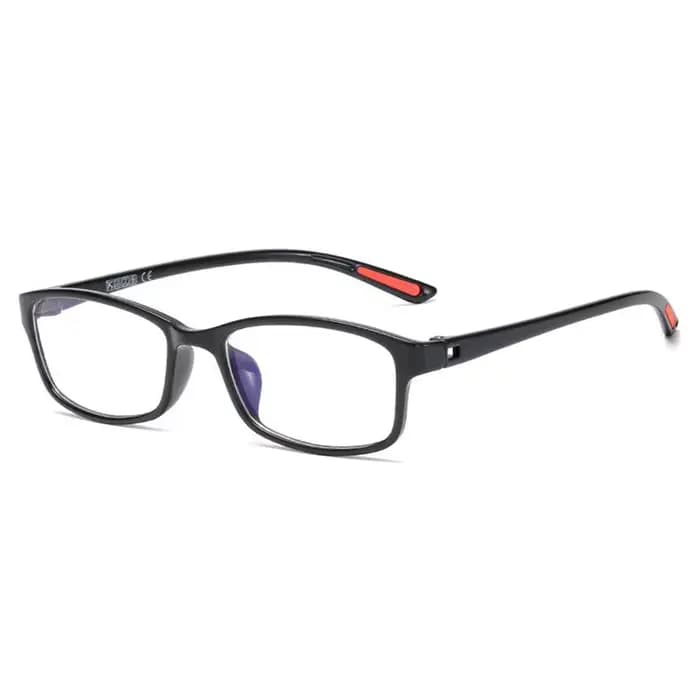 Lunettes carrées pour femmes et hommes, lunettes à monture noire, jambe rouge, courte vue, myopie, 0