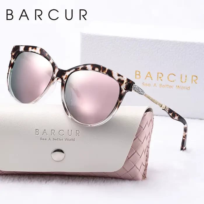 BARCUR lunettes de soleil rondes polarisées mode Ultra léger oeil de chat cadre PC plusieurs couleur