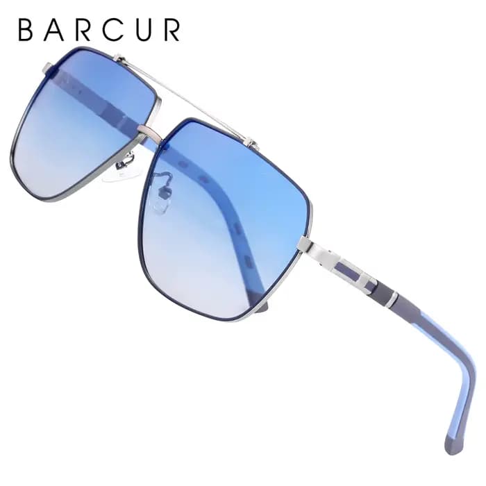 BARCUR – lunettes De soleil carrées pour hommes, polarisées, pour la conduite, verres dégradés, UV40