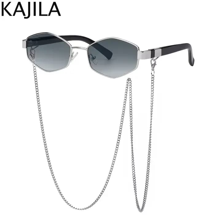 Lunettes De soleil hexagonales à petite monture pour femmes, Sexy, avec chaîne, marque De luxe De st