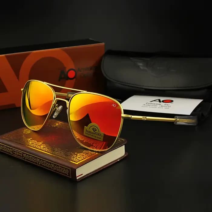 Lunettes de soleil AO Pilot pour hommes, marque de qualité supérieure, verres en verre trempé AGX, l