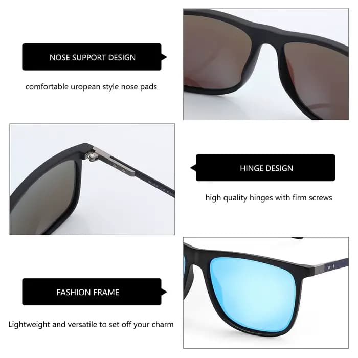 ZENOTTIC – lunettes de soleil polarisées carrées pour hommes, ultralégères en fibre de carbone, prot