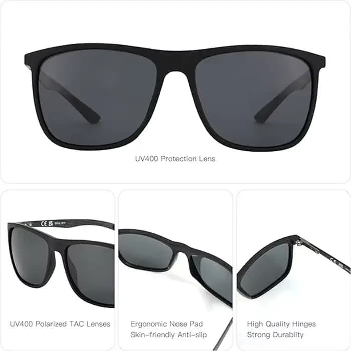 ZENOTTIC lunettes de soleil polarisées carrées pour hommes lunettes de soleil ultralégères en Fiber