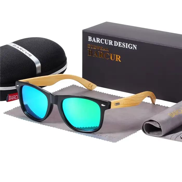 BARCUR lunettes polarisées hommes bambou bois lunettes de soleil femmes mode miroir lunettes de sole