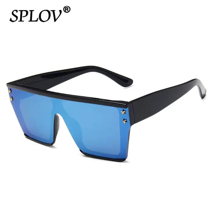 Lunettes de soleil à grande monture pour hommes et femmes, rectangulaires, à dessus plat, de luxe, V