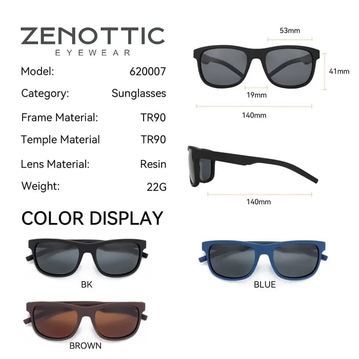ZENOTTIC-Lunettes de soleil polarisées TR90 pour hommes, lunettes de soleil de conduite, miroir carr