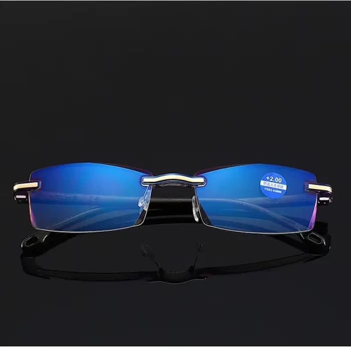 Lunettes de lecture carrées sans monture anti-lumière bleue 2025 pour femmes et hommes