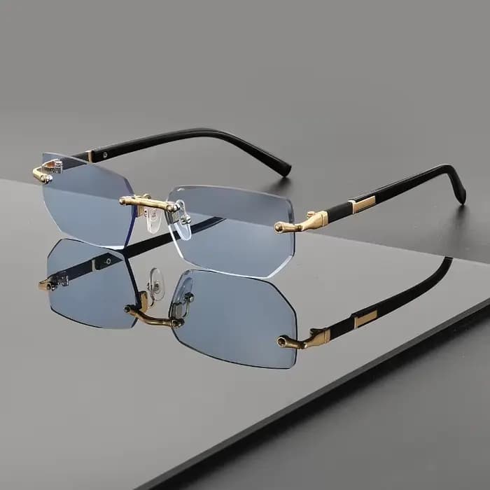 Lunettes carrées sans monture tendance et personnalisées pour hommes et femmes