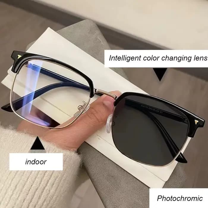 KLASSNUM hommes lunettes photochromiques demi-monture fini myopie
