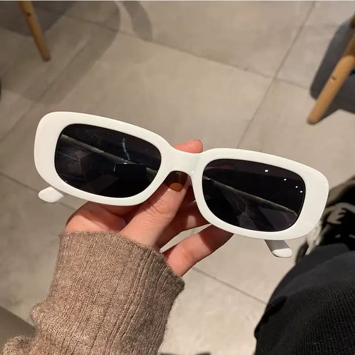 Lunettes de soleil rectangulaires blanches classiques pour femmes
