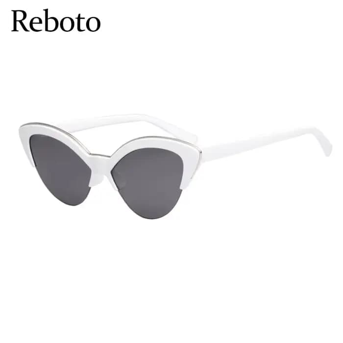 Lunettes de soleil œil de chat blanches vintage pour femmes