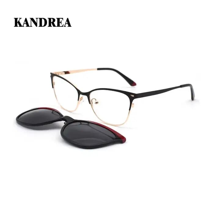 KANDREA 2 en 1 mode lunettes de soleil œil de chat femmes magnétique optique myopie