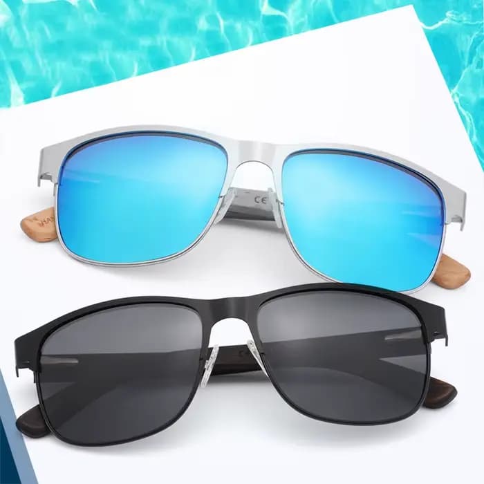 Lunettes de soleil polarisées en métal et bois pour hommes et femmes