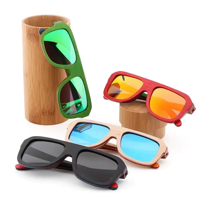 Lunettes de soleil Vintage en bois naturel