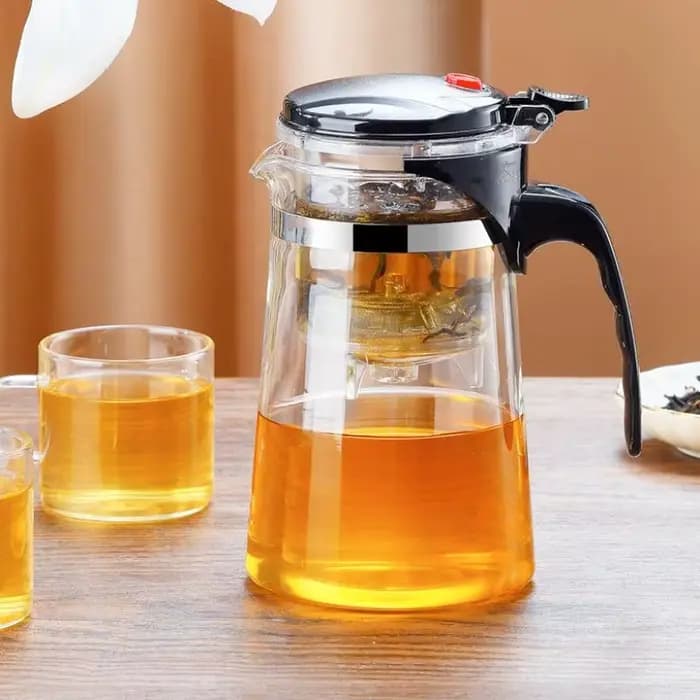 Théière créative en verre borosilicate de 750 ml avec filtre, grande capacité, pour la maison et le bureau, avec couvercle et tasse flottante pour un thé parfait