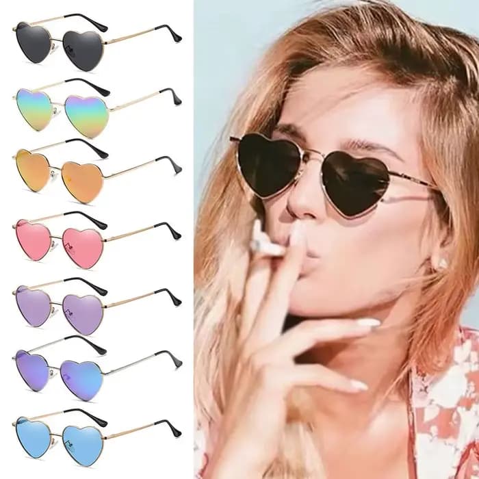 Lunettes de soleil rétro en forme de cœur pour femmes