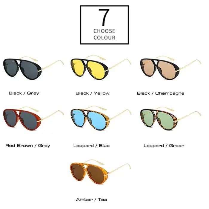 SO & EI Ins mode populaire surdimensionné Double ponts pilote femmes lunettes de soleil rétro couleur bonbon hommes Punk