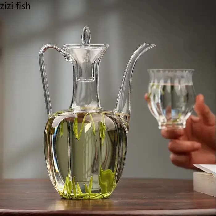 Théière en verre Vintage, bouilloire Flagon, résistante à la chaleur, bouteille d'eau, théière à fleurs, ustensiles à thé, outils de préparation du thé, service à thé de l'après-midi