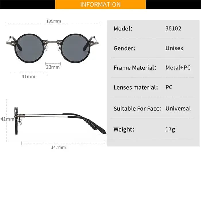 Petites lunettes de soleil rondes pour hommes et femmes