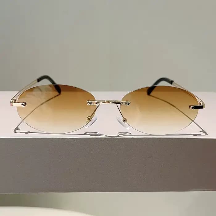 Lunettes de soleil ovales sans monture pour hommes et femmes