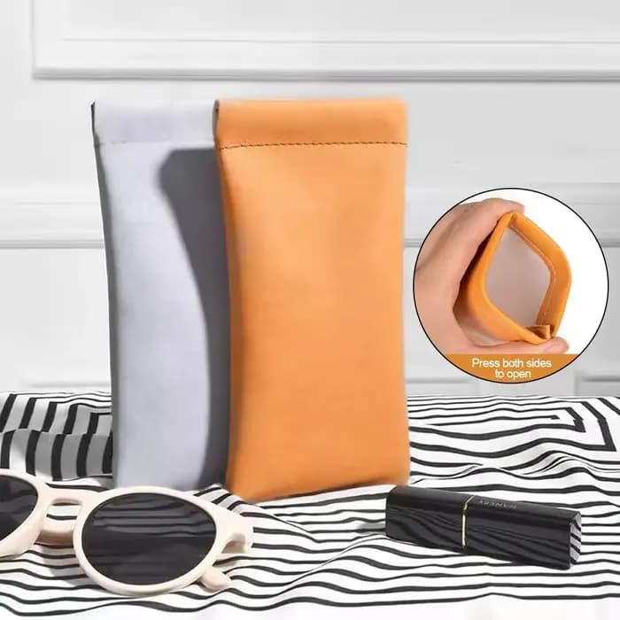 Sac à lunettes de soleil en cuir PU souple multicolore
