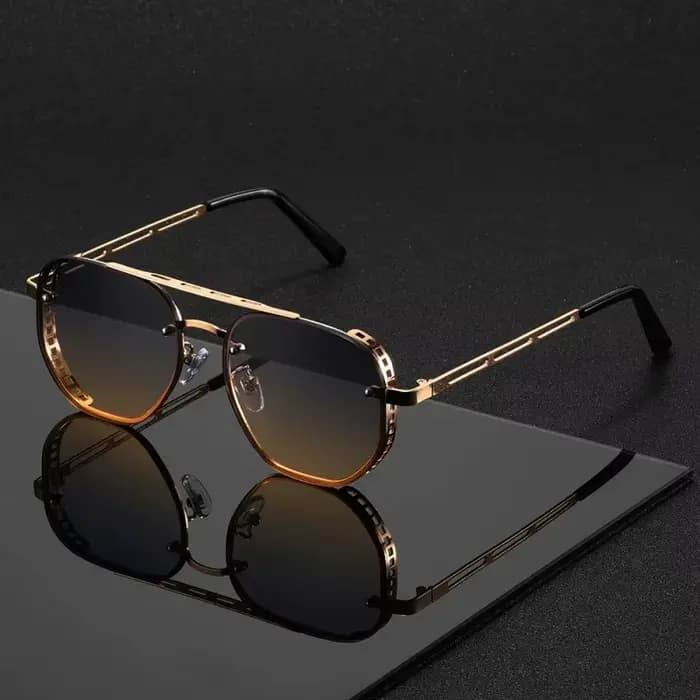 Lunettes de soleil classiques et tendance à double barre en métal
