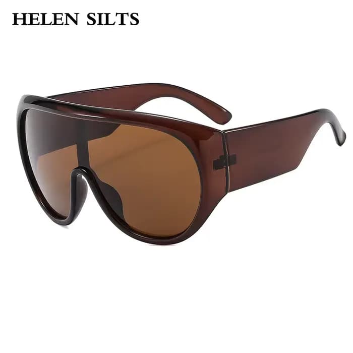 Marque de luxe rétro grand cadre femmes lunettes de soleil couleur thé carré pilote nuances UV400 Cool hommes une pièce