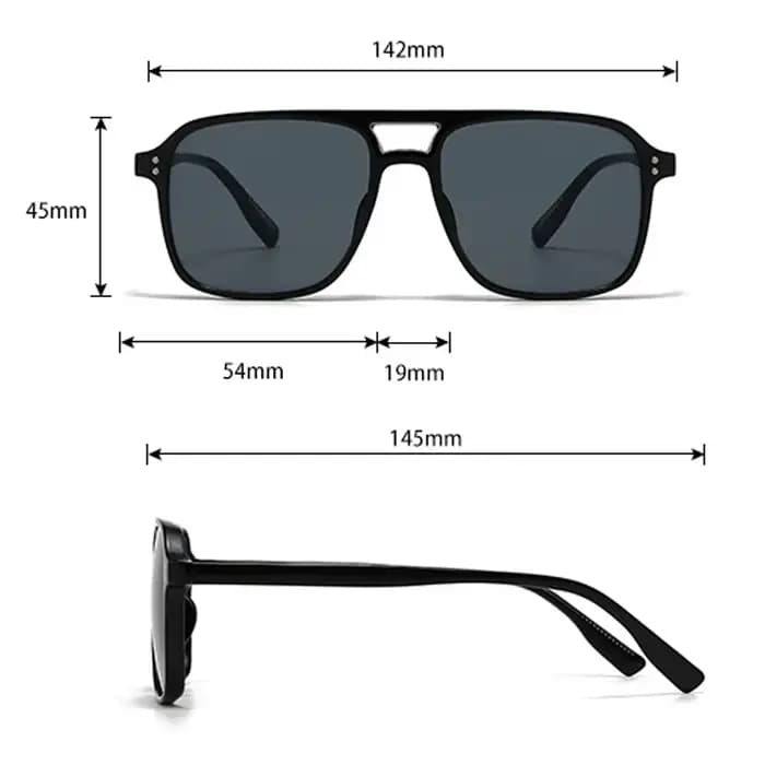 Lunettes de soleil rétro modernes à double pont, lunettes carrées de protection UV400 à monture complète, accessoire de mode de style de rue d'inspiration vintage