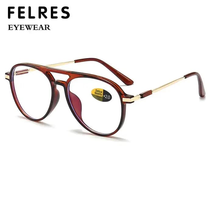 Double pont pilote grand Anti lumière bleue lunettes de lecture femmes hommes clair lentille