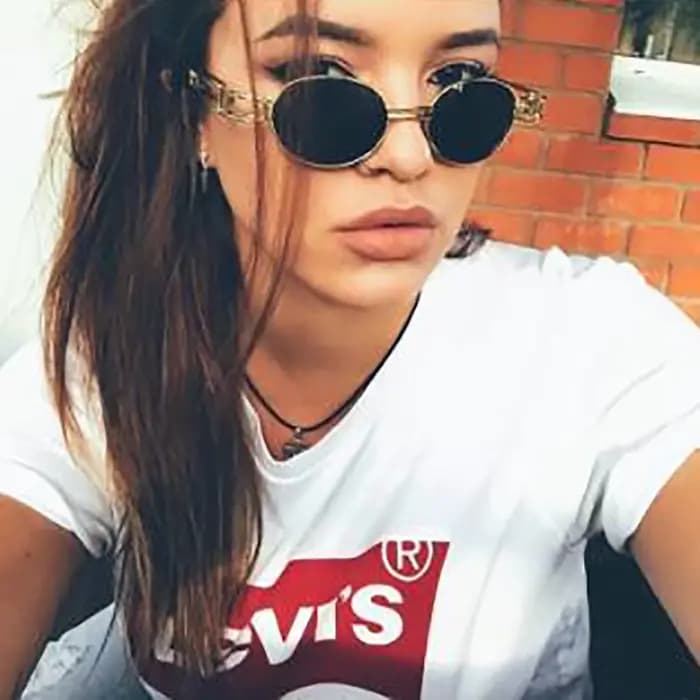 VIVIBEE Steampunk ovale petites femmes lunettes de soleil Punk or métal cadre refroidissement