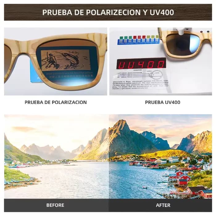 GM fait à la main rétro naturel Skateboard lunettes de soleil en bois hommes femmes miroir polarisé UV400