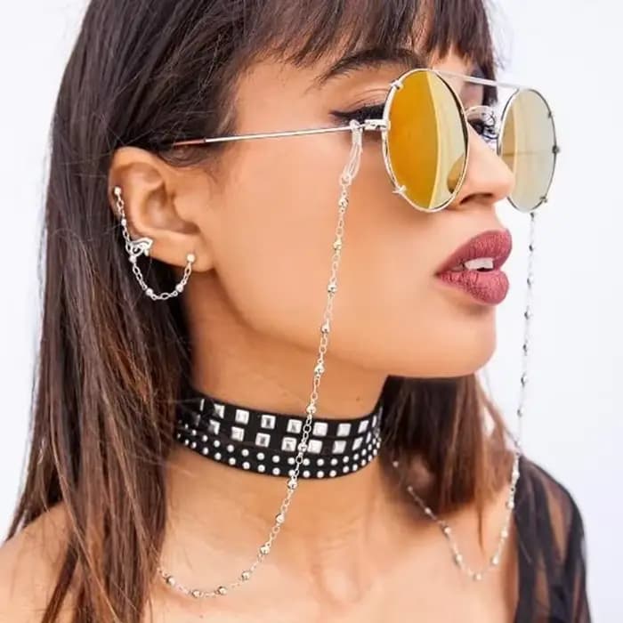 JOLargand-Lunettes de soleil à perles en métal pour femmes