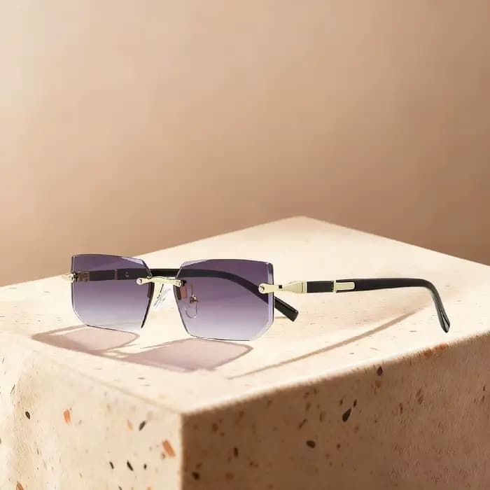 Lunettes de soleil de luxe sans monture à verres dégradés