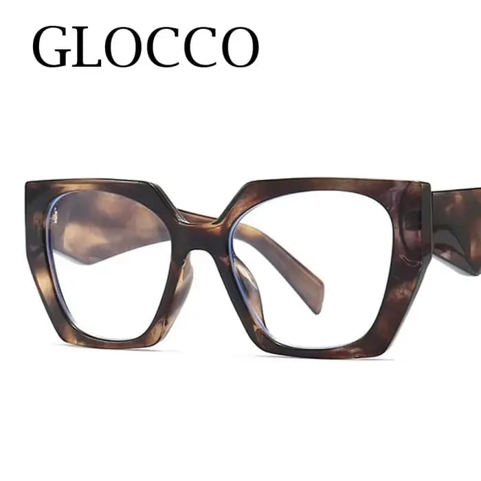 Unique Purple Flower Computer Reading Glasses Women Brand Designer Large Polygon Square Ray Filter Eyeglasses Frames Diopter +3