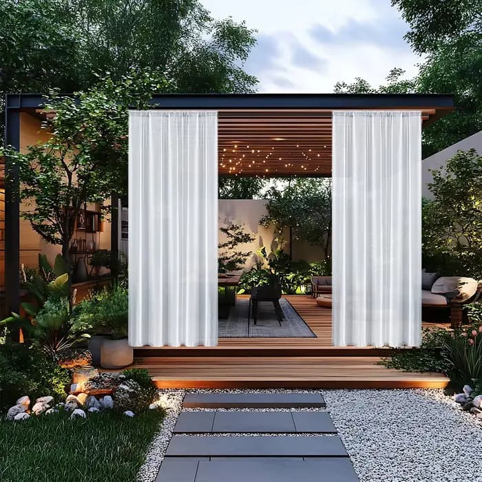 Rideau extérieur imperméable moderne 1 pièce, écran de fenêtre solide, rideaux transparents pour vitrine de balcon de terrasse, rideaux d'été