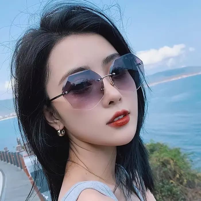 Lunettes de soleil carrées sans bords pour femmes et hommes